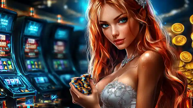 American football player in orange jersey number 33 running with ball surrounded by casino chips and dice at BAAZI VIP